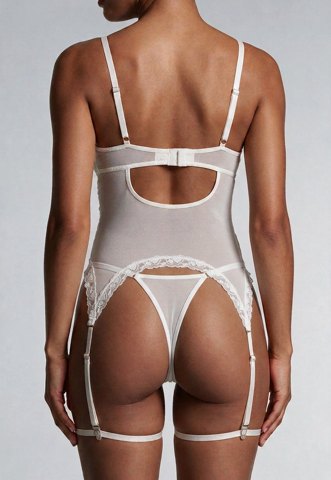 NEW151025 Witte Kanten Lingerie Set