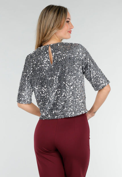 Zilveren Pailletten Top