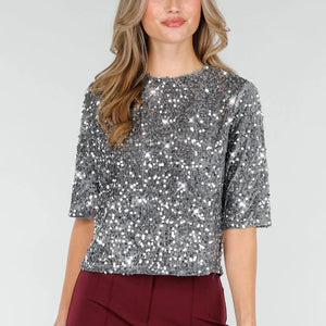 Zilveren Pailletten Top