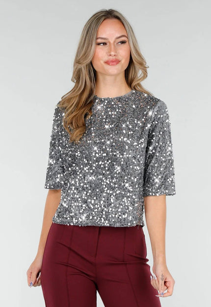 Zilveren Pailletten Top