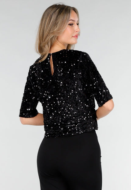 Zwarte Pailletten Top