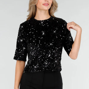 Zwarte Pailletten Top
