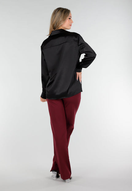 Zwarte Satijnen Blouse