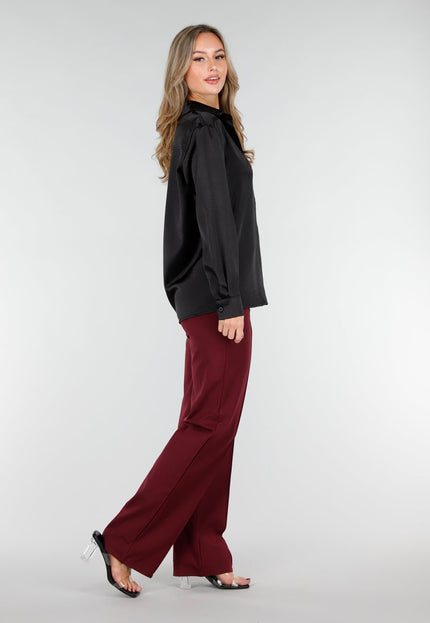 Zwarte Satijnen Blouse
