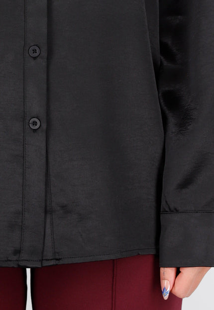 Zwarte Satijnen Blouse