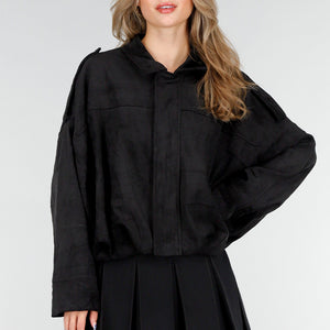 NEW151025 Zwarte Suèdelook Jasje