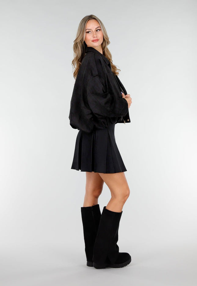 NEW151025 Zwarte Suèdelook Jasje