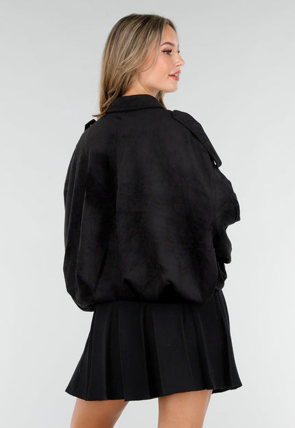 NEW151025 Zwarte Suèdelook Jasje