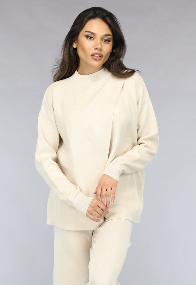 NEW1511 Zachte Beige Lounge Set met Overslag