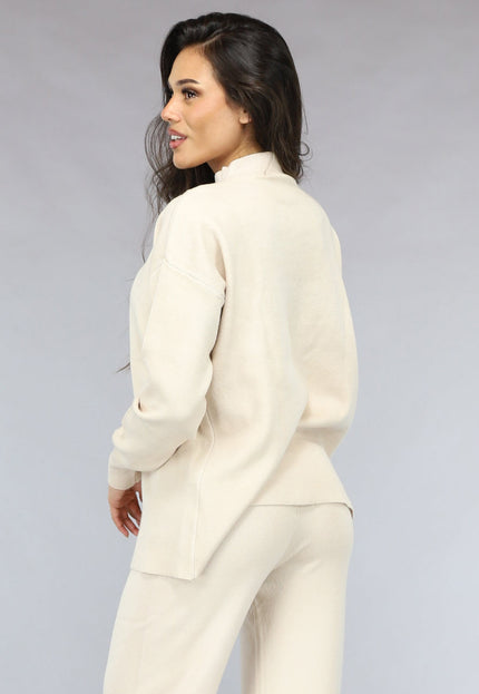 NEW1511 Zachte Beige Lounge Set met Overslag