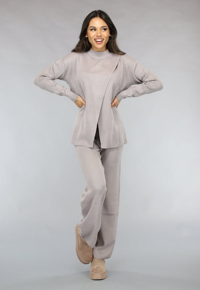 NEW1511 Zachte Taupe Lounge Set met Overslag