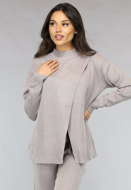 NEW1511 Zachte Taupe Lounge Set met Overslag