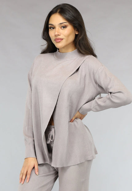 NEW1511 Zachte Taupe Lounge Set met Overslag