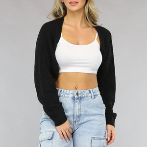OP=OP.49.NL Zwart Gebreid Bolero Vestje
