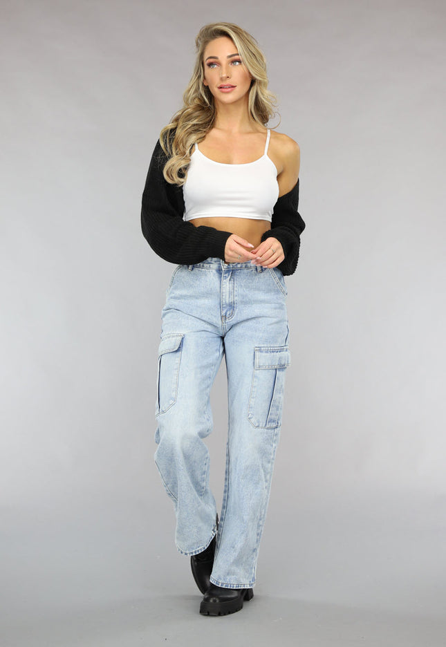 OP=OP.49.NL Zwart Gebreid Bolero Vestje