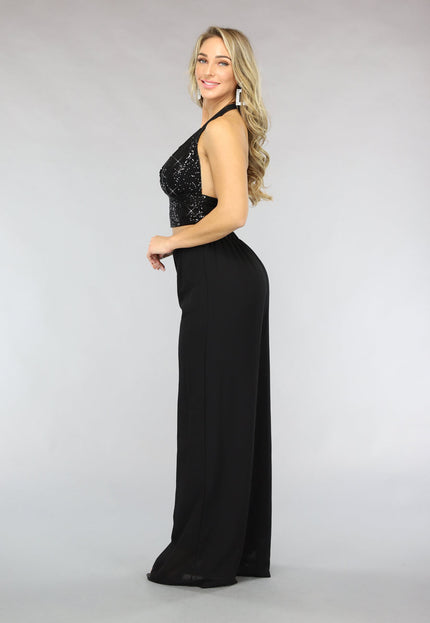 OP=OP.51.NL Zwarte 2-delige Pantalon Set met Glitter Top