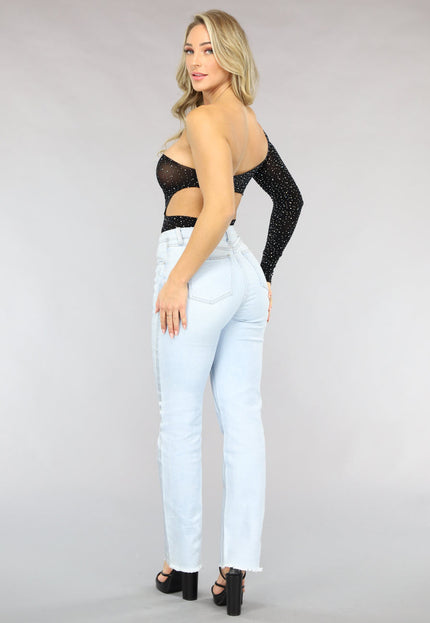 NEW1511 Zwarte One Shoulder Fishnet Body