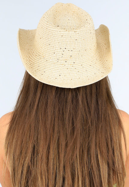 NEW1604 Beige Glitter Hoed met Aantrekkoord