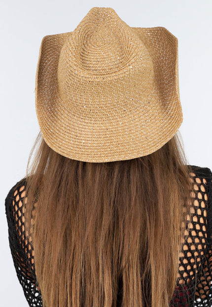 NEW1604 Bruine Cowboy Hoed met Pailletten