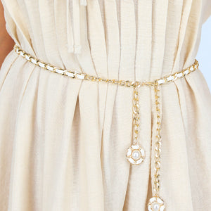 NEW1604 Goudkleurig Riempje met Ingeweven Wit Koord