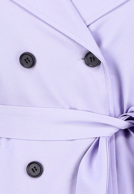 NEW1604 Paarse Middellange Jas met Gesp Detail