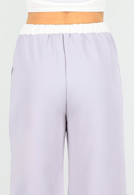 NEW1604 Paarse Two Piece Set met Jasje en High Waist Broek