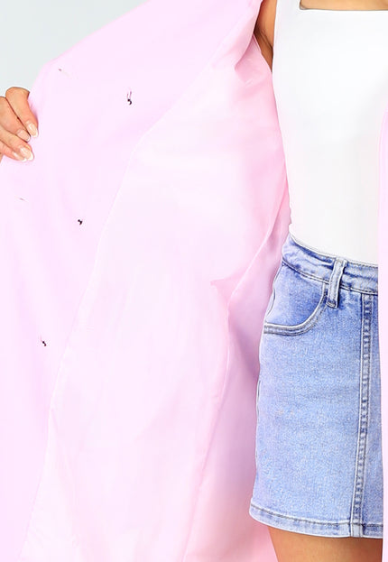 NEW1604 Roze Trenchcoat met Gesp Detail