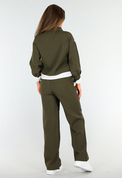 NEW1604 Tweedelige Khaki Set met Blouse Detail