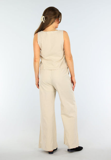 NEW1604 Two Piece Beige Set met Strik Detail