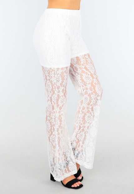NEW1604 Witte Kanten Broek met Ingewerkt Broekje