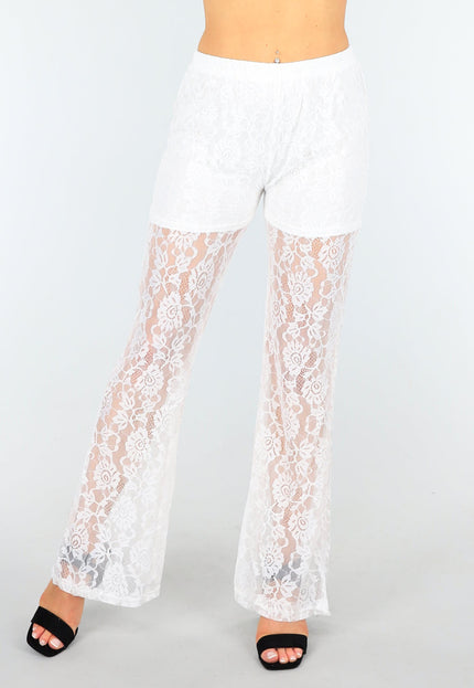 NEW1604 Witte Kanten Broek met Ingewerkt Broekje