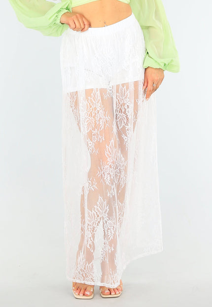 NEW1604 Witte Kanten Rok met Ingewerkt Broekje