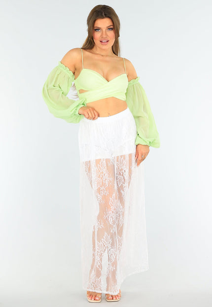 NEW1604 Witte Kanten Rok met Ingewerkt Broekje