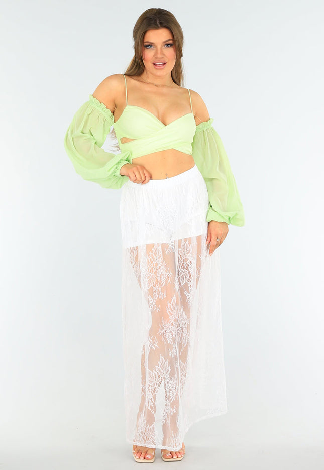 NEW1604 Witte Kanten Rok met Ingewerkt Broekje