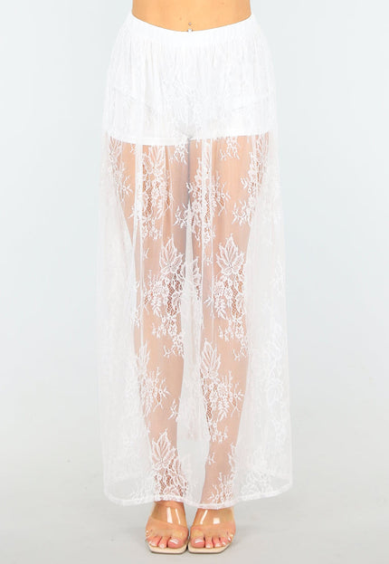 NEW1604 Witte Kanten Rok met Ingewerkt Broekje