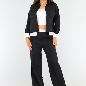 NEW1604 Zwarte Set met Jasje en High Waist Broek