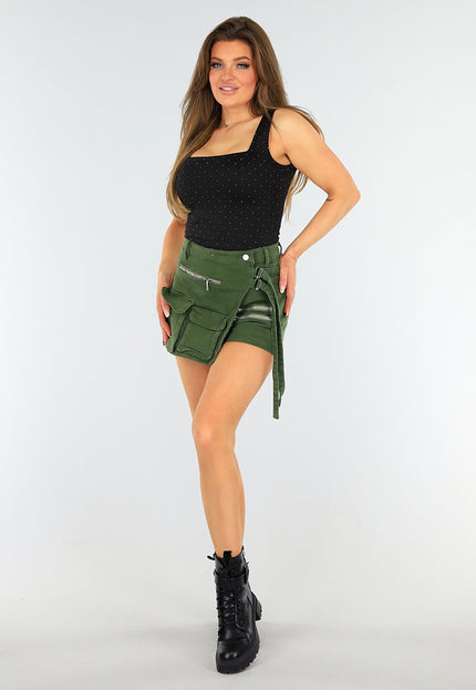 OP=OP.AV.09 Zwarte Stretch Top met Glitters