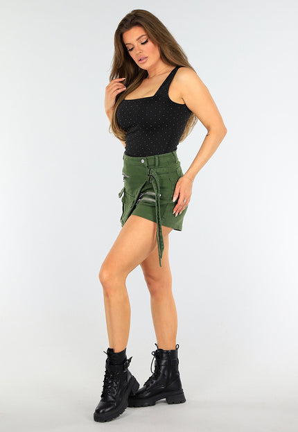 OP=OP.AV.09 Zwarte Stretch Top met Glitters