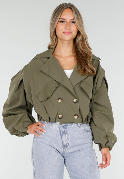 NEW160725 Armygroene Korte Trench Coat