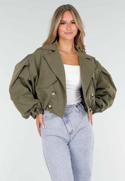 NEW160725 Armygroene Korte Trench Coat