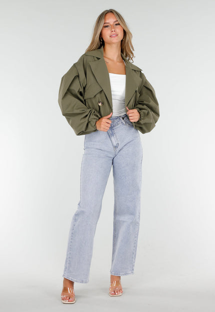 NEW160725 Armygroene Korte Trench Coat