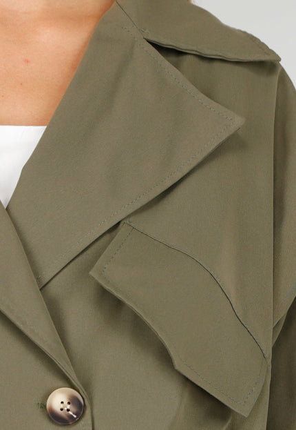 NEW160725 Armygroene Korte Trench Coat
