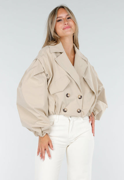 NEW160725 Beige Korte Trench Coat