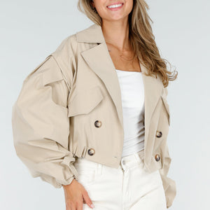 NEW160725 Beige Korte Trench Coat
