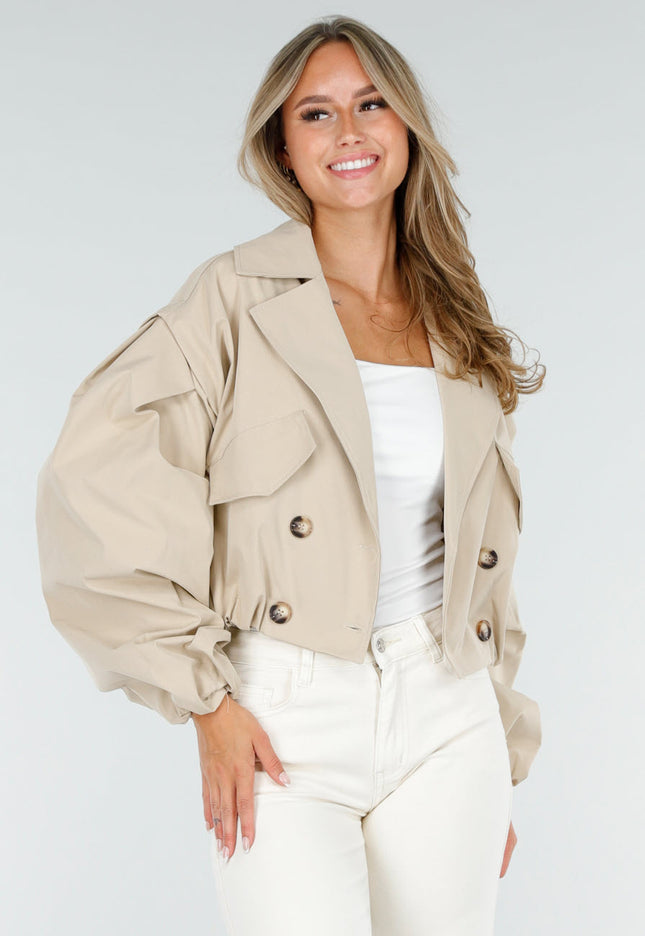 NEW160725 Beige Korte Trench Coat
