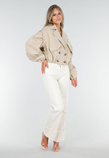 NEW160725 Beige Korte Trench Coat
