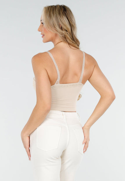 NEW160725 Beige Mesh Crop Top met Kant