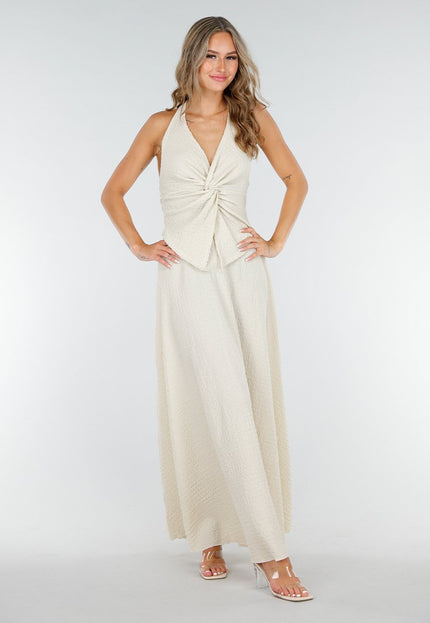 NEW160725 Beige V-Hals Maxi Set