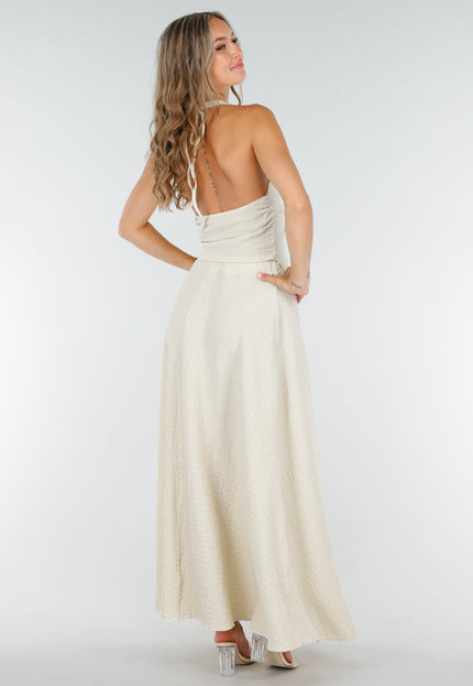 NEW160725 Beige V-Hals Maxi Set