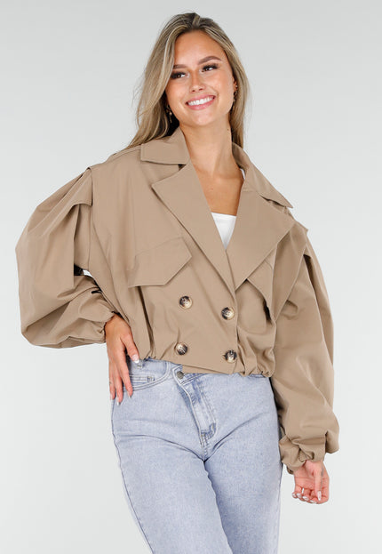 NEW160725 Camelkleurige Korte Trench Coat